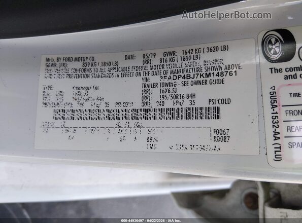 3FADP4BJ7KM148761 2019 FORD FIESTA White Vista del compartimento del motor