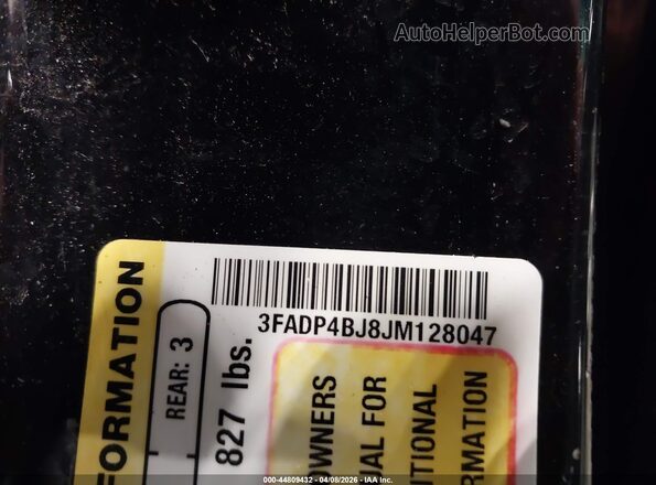 3FADP4BJ8JM128047 2018 FORD FIESTA Black Vista del compartimento del motor