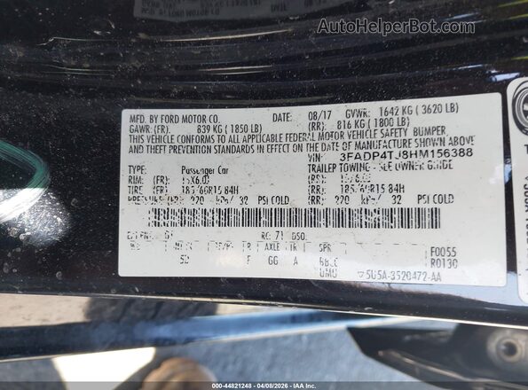 3FADP4TJ8HM156388 2017 FORD FIESTA Black Vista del compartimento del motor
