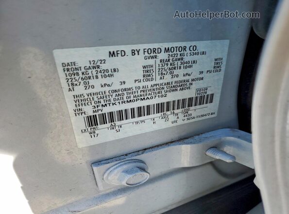 3FMTK1RM0PMA07102 2023 FORD MUSTANG Серый Вид наклейки с VIN-кодом