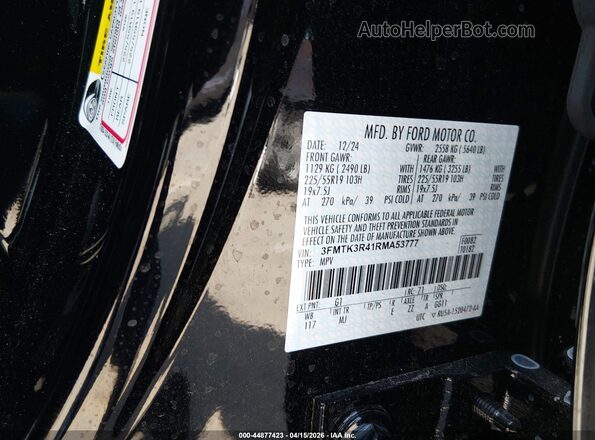 3FMTK3R41RMA53777 2024 FORD MUSTANG MACH-E PREMI Black Widok komory silnika