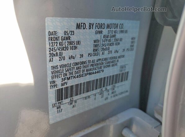 3FMTK4SE3PMA44679 2023 FORD MUSTANG Серый Вид подкапотного пространства