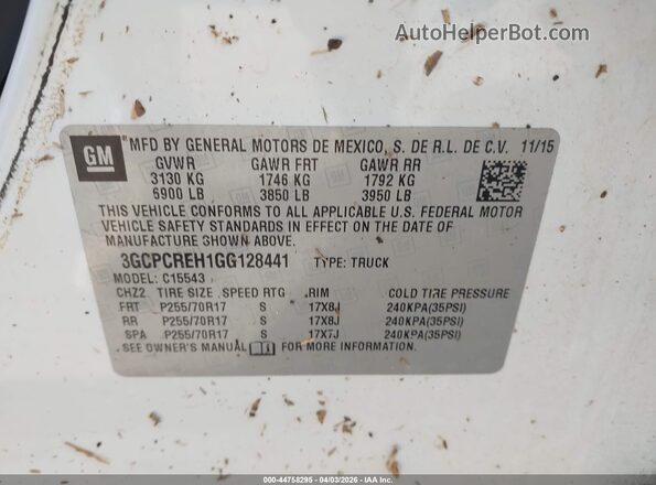 3GCPCREH1GG128441 2016 CHEVROLET SILVERADO Белый Вид подкапотного пространства