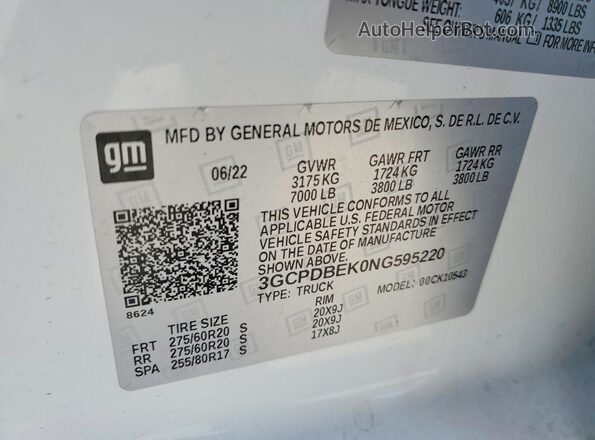 3GCPDBEK0NG595220 2022 CHEVROLET SILVERADO White Vista del compartimento del motor