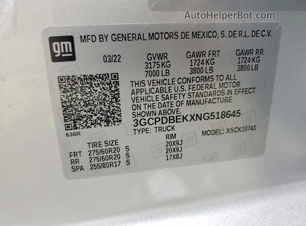3GCPDBEKXNG518645 2022 CHEVROLET SILVERADO Серебряный Вид подкапотного пространства