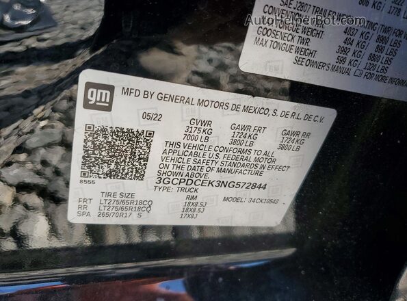 3GCPDCEK3NG572844 2022 CHEVROLET SILVERADO Black Widok komory silnika