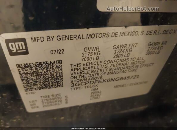 3GCPDFEK0NG645721 2022 CHEVROLET SILVERADO Blue Вид підкапотного простору