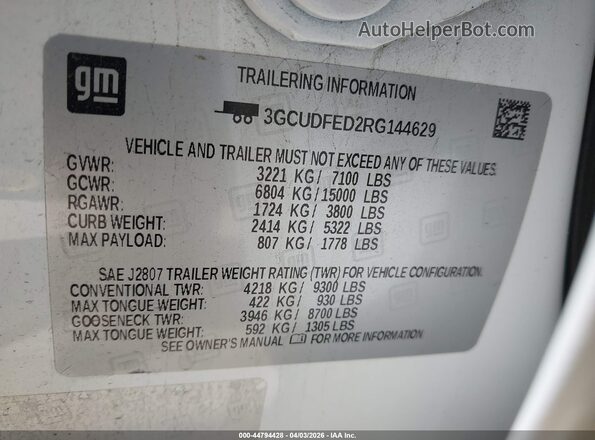 3GCUDFED2RG144629 2024 CHEVROLET SILVERADO White ძრავის განყოფილების ხედი