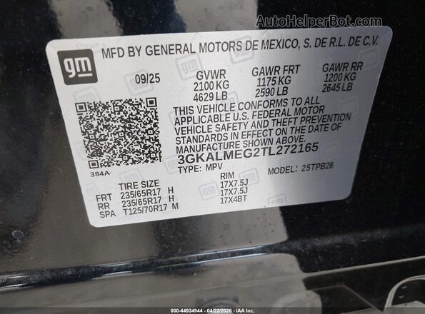 3GKALMEG2TL272165 2026 GMC TERRAIN Черный Вид подкапотного пространства
