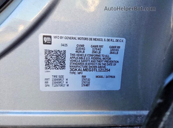 3GKALMEG3TL121254 2026 GMC TERRAIN Серебряный Вид наклейки с VIN-кодом