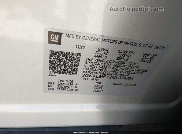 3GKALMEV2ML339704 2021 GMC TERRAIN Серебряный Вид подкапотного пространства
