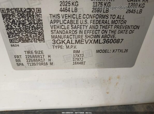 3GKALMEVXML360087 2021 GMC TERRAIN Белый Вид подкапотного пространства