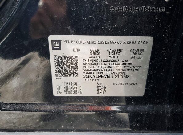 3GKALPEV9LL217048 2020 GMC TERRAIN Черный Панорамный вид салона 360°