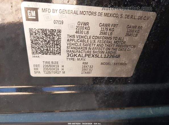 3GKALPEX5LL122648 2020 GMC TERRAIN Black Вид підкапотного простору
