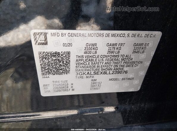 3GKALSEX8LL239076 2020 GMC TERRAIN Black Вид підкапотного простору