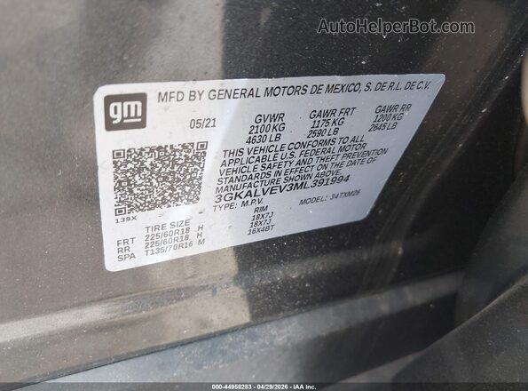 3GKALVEV3ML391994 2021 GMC TERRAIN Gray Widok komory silnika