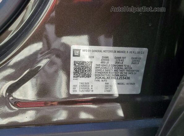 3GKALXEX6LL215436 2020 GMC TERRAIN Brown Панорамний вид салону 360°