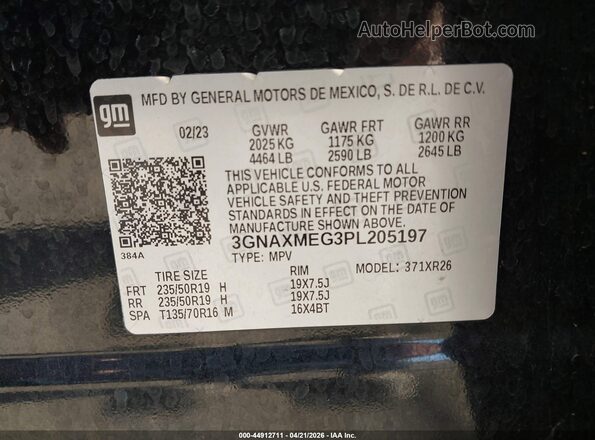 3GNAXMEG3PL205197 2023 CHEVROLET EQUINOX Black Շարժիչի բաժամունքի տեսք