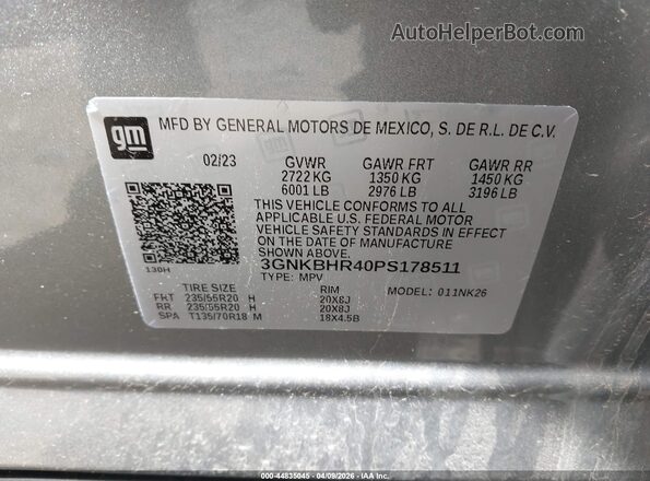 3GNKBHR40PS178511 2023 CHEVROLET BLAZER Серый Вид подкапотного пространства