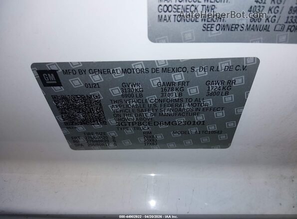 3GTP8CED6MG230101 2021 GMC SIERRA Белый Вид подкапотного пространства