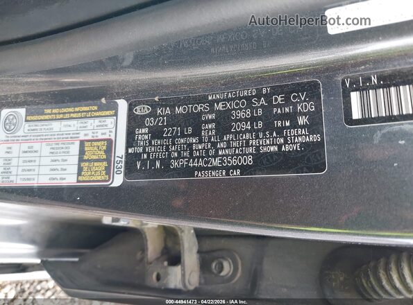 3KPF44AC2ME356008 2021 KIA FORTE Gray Vista del compartimento del motor