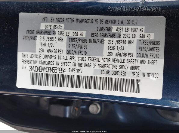 3MVDMBAM0PM561954 2023 MAZDA CX-30 Blue ძრავის განყოფილების ხედი