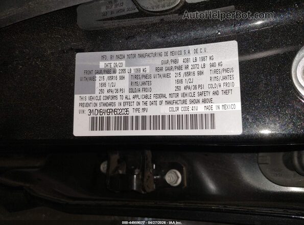 3MVDMBAM9RM602035 2024 MAZDA CX-30 Black ძრავის განყოფილების ხედი