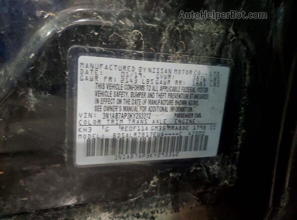 3N1AB7AP3KY293312 2019 NISSAN SENTRA Black Widok naklejki z numerem VIN