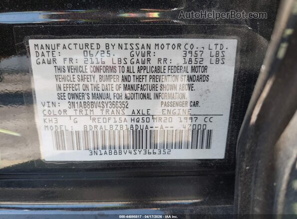 3N1AB8BV4SY366352 2025 NISSAN SENTRA Black Widok komory silnika
