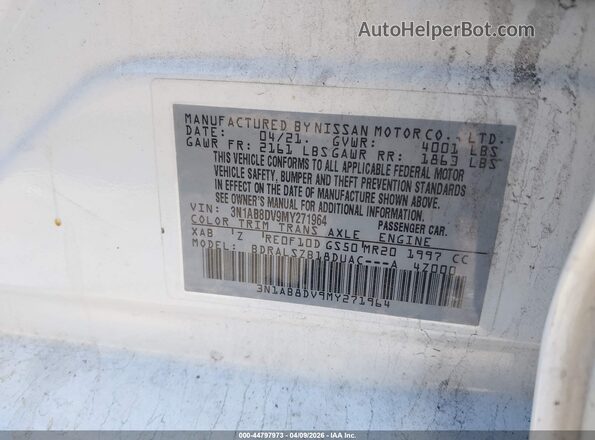 3N1AB8DV9MY271964 2021 NISSAN SENTRA White Вид підкапотного простору