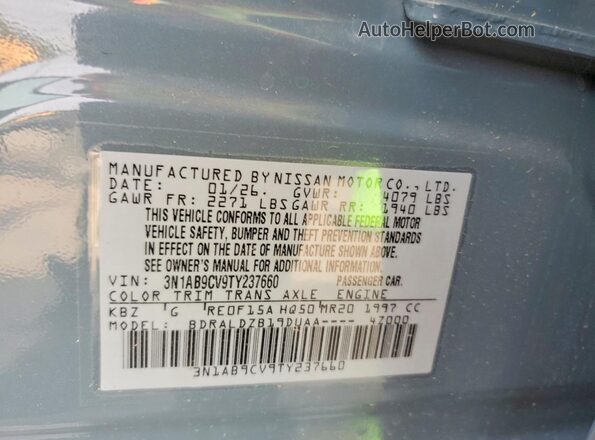 3N1AB9CV9TY237660 2026 NISSAN SENTRA Blue Вид підкапотного простору