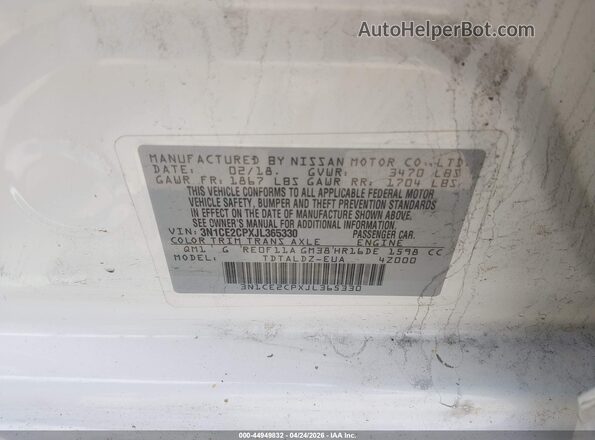 3N1CE2CPXJL365330 2018 NISSAN VERSA NOTE Белый Вид подкапотного пространства
