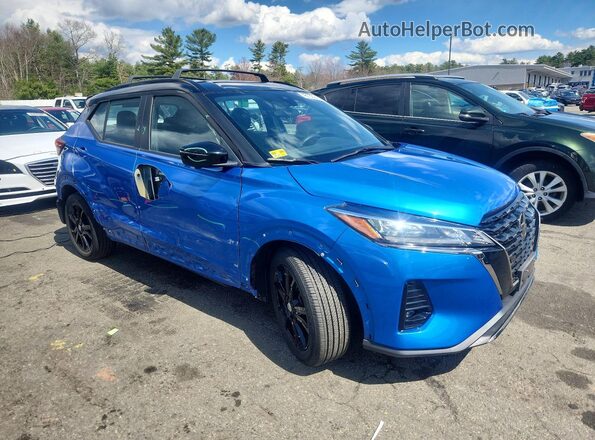 3N1CP5DV7ML522888 2021 NISSAN KICKS Синий Передняя правая четверть