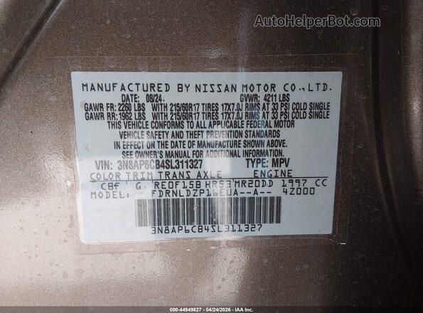 3N8AP6CB4SL311327 2025 NISSAN KICKS Gold ძრავის განყოფილების ხედი