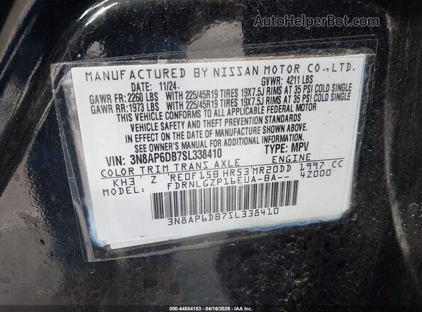 3N8AP6DB7SL338410 2025 NISSAN KICKS Black Widok komory silnika