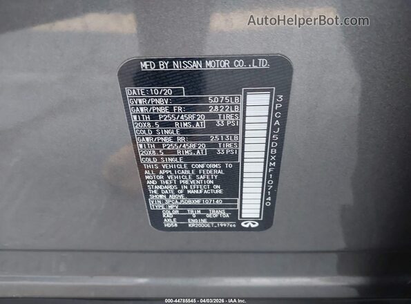3PCAJ5DBXMF107140 2021 INFINITI QX50 Серый Вид подкапотного пространства