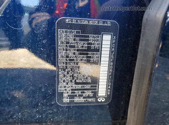 3PCAJ5FB0RF110469 2024 INFINITI QX50 Blue Widok naklejki z numerem VIN
