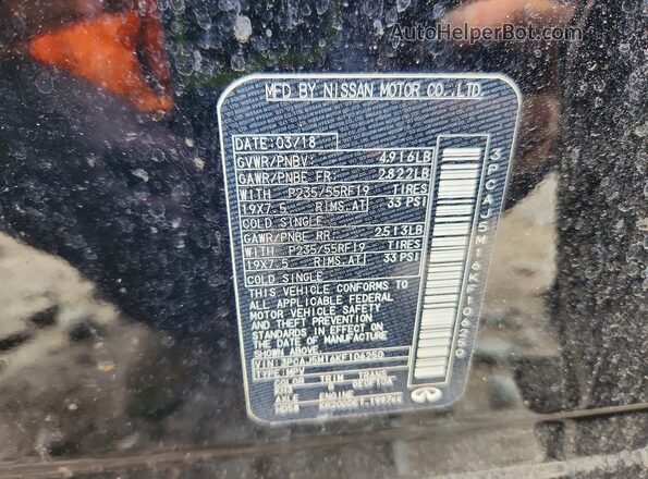 3PCAJ5M16KF106250 2019 INFINITI QX50 Black Widok naklejki z numerem VIN