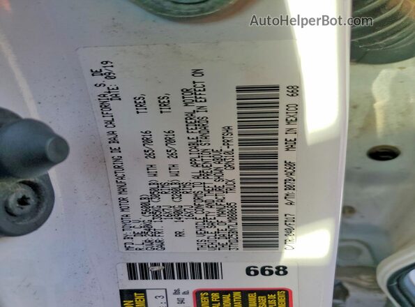 3TMDZ5BN7LM080685 2020 TOYOTA LE White Вид наклейки з VIN-кодом