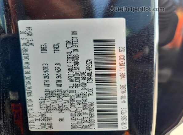 3TMKB5FN6RM003966 2024 TOYOTA TACOMA Black Vista de la etiqueta del VIN