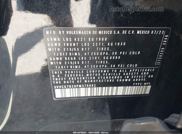 3VVCX7B28PM375692 2023 VOLKSWAGEN TAOS Черный Вид подкапотного пространства