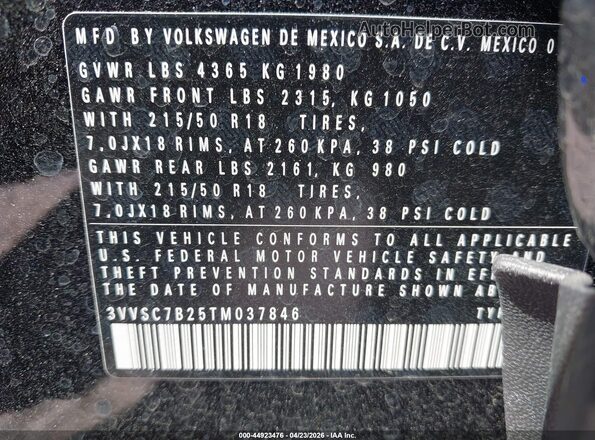 3VVSC7B25TM037846 2026 VOLKSWAGEN TAOS Black Вид підкапотного простору