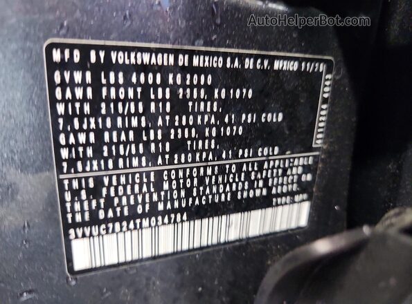 3VVUC7B24TM034784 2026 VOLKSWAGEN TAOS Серый Вид наклейки с VIN-кодом