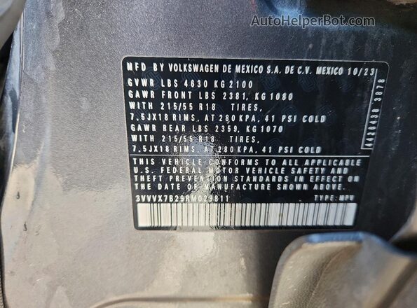 3VVVX7B29RM029811 2024 VOLKSWAGEN TAOS Серый Вид наклейки с VIN-кодом
