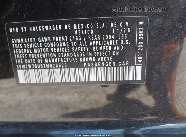 3VW7W7BU5TM023925 2026 VOLKSWAGEN JETTA Черный Вид подкапотного пространства