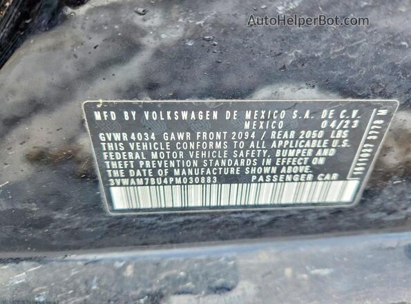 3VWAM7BU4PM030883 2023 VOLKSWAGEN JETTA Black Вид наклейки з VIN-кодом