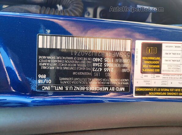 55SWF4KB2JU260741 2018 MERCEDES-BENZ C Blue Widok wnętrza z tyłu