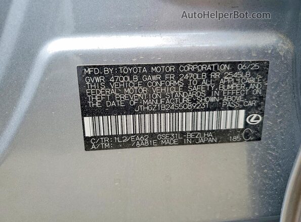JTHGZ1B24S5089231 2025 LEXUS IS Серебряный Вид наклейки с VIN-кодом