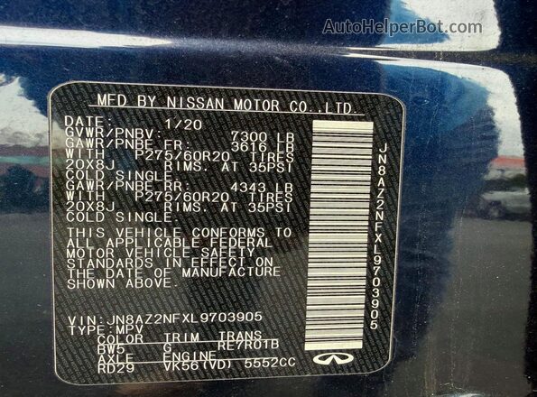 JN8AZ2NFXL9703905 2020 INFINITI QX80 Черный 