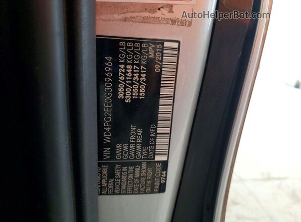WD4PG2EE0G3096964 2016 MERCEDES-BENZ METRIS Silver 360 interior view